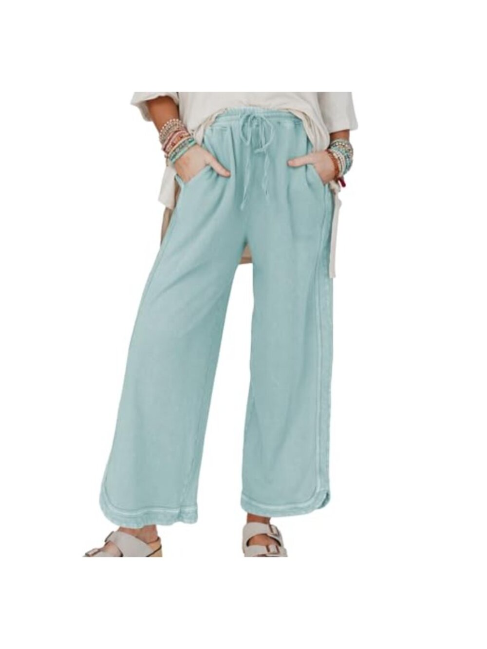 Wide Leg Sweatpants High Waist Baggy Drawstring Palazzo Pants with Pockets